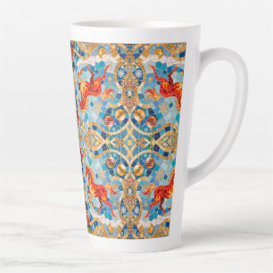 Taza De Café Latte Patrón de Navidades de Caballos Rojos Fiery de Año