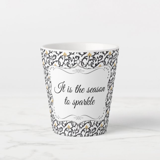 Taza De Café Latte Patrón de Navidades elegantes y personalizados (Anverso)