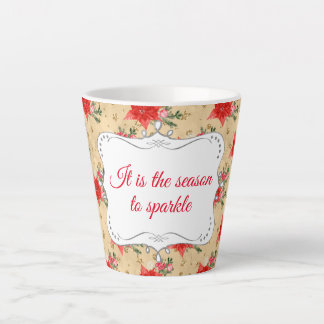Taza De Café Latte Patrón de Navidades florales personalizados