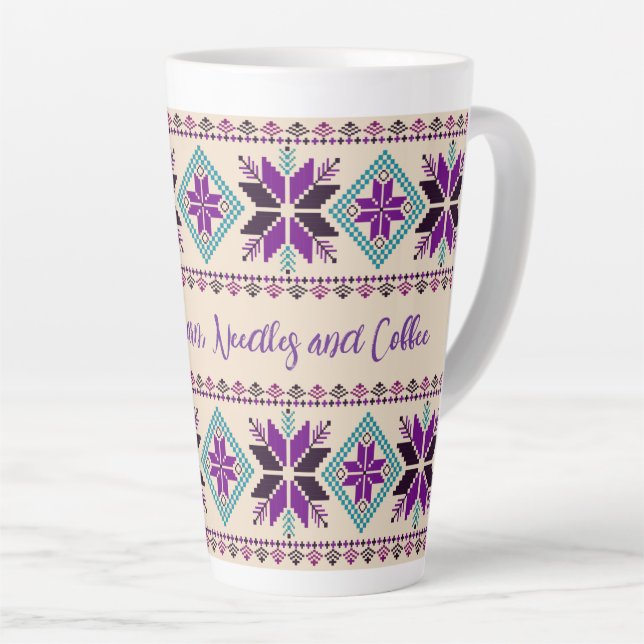 Taza De Café Latte Patrón de nido justo personalizado (Ángulo derecho)