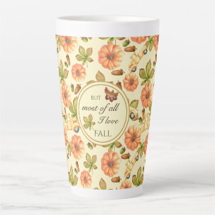 Taza De Café Latte Patrón de otoño de cosecha de color de agua