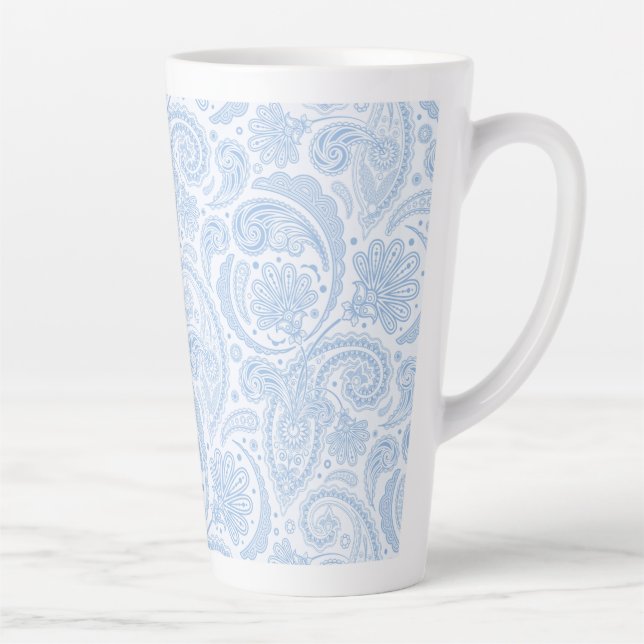 Taza De Café Latte Patrón de paisajes azul blanco (Derecha)