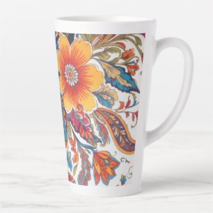 Taza De Café Latte Patrón de Paisley Floral