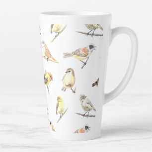 Taza De Café Latte Patrón de pájaros tintados