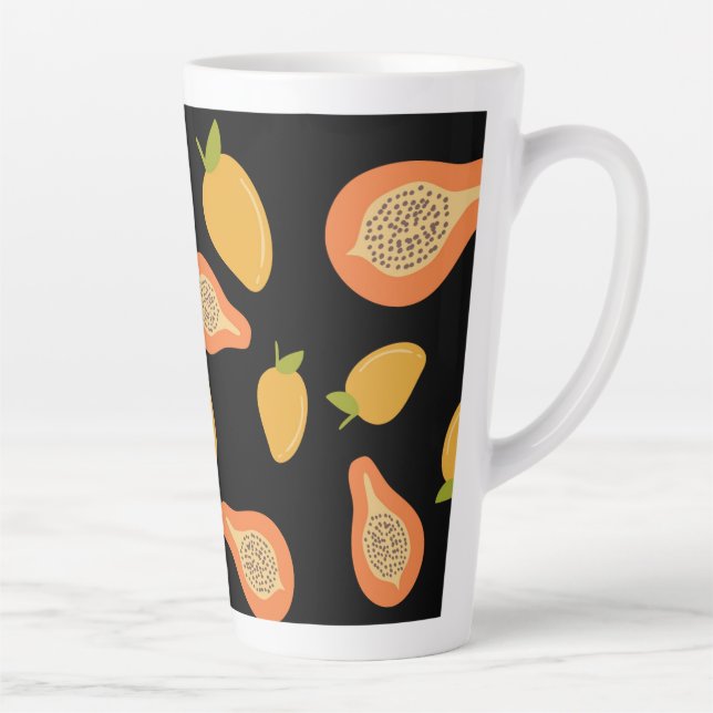 Taza De Café Latte patrón de papaya y mangos (Derecha)