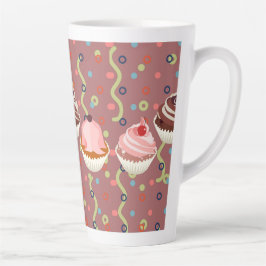 Taza De Café Latte Patrón de pastelitos de chocolate