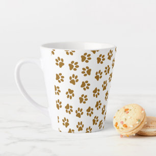 Taza De Café Latte Patrón De Patas, Patas De Perro, Rutas De Oro Nara