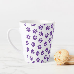 Taza De Café Latte Patrón De Paws, Paws De Perro, Paws Púrpura