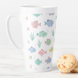 Taza De Café Latte Patrón de peces tropicales Tulimet colorido