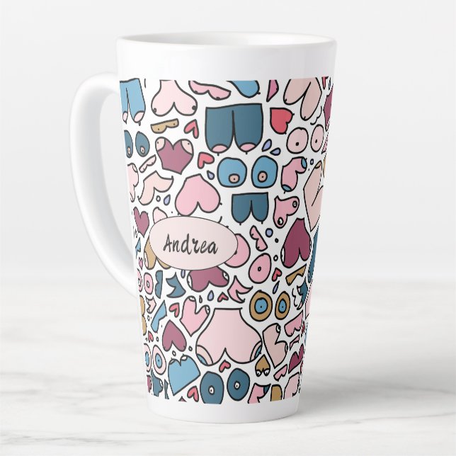 Taza De Café Latte Patrón de pecho neutro (Ángulo izquierdo)