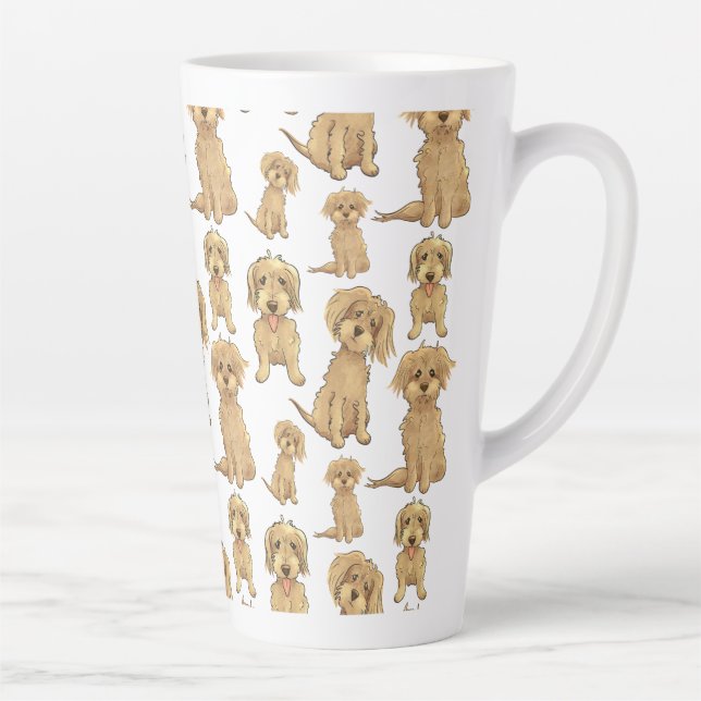 Taza De Café Latte Patrón de perro Marrón labradoodle goldendoodle (Derecha)