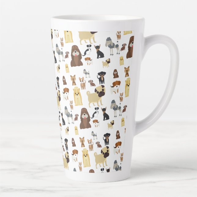 Taza De Café Latte patrón de perros de fondo blanco (Derecha)