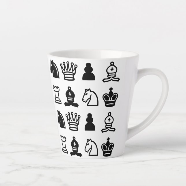 Taza De Café Latte Patrón de piezas de ajedrez (Derecha)