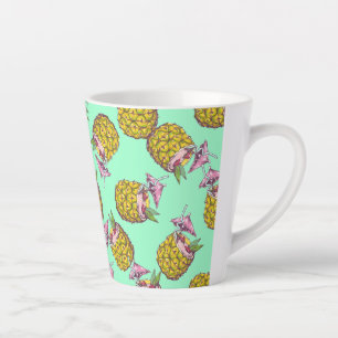 Taza De Café Latte Patrón de Piña Colada Tropical - Verano Refrescant