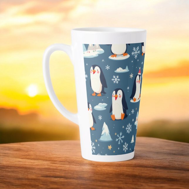 Taza De Café Latte Patrón de pingüino lúgubre (Subido por el creador)