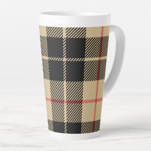 Taza De Café Latte Patrón de platillos controlados de tartán escocés 