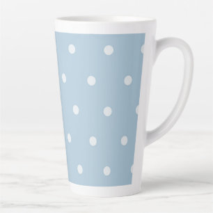 Taza De Café Latte Patrón de puntos de polka azul acogedor, impresi