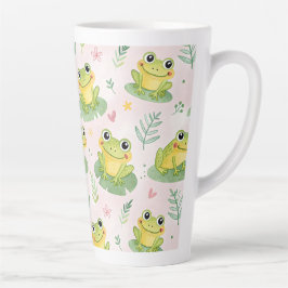 Taza De Café Latte Patrón de ranas lindas