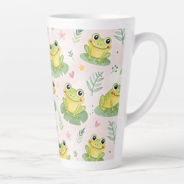Taza De Café Latte Patrón de ranas lindas (Derecha)