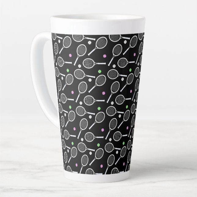 Taza De Café Latte Patrón de raqueta de tenis (Ángulo izquierdo)