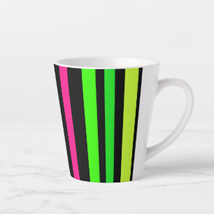 Taza De Café Latte Patrón de Rayas de Neón
