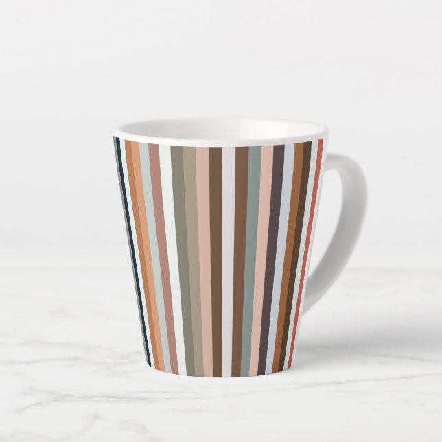 Taza De Café Latte Patrón de rayas multicolor (Ángulo derecho)