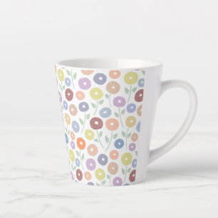 Taza De Café Latte Patrón de repetición de flores difusas Pasteles so
