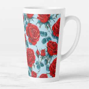 Taza De Café Latte Patrón de rosas rojas