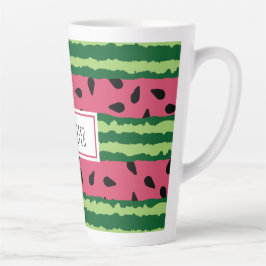 Taza De Café Latte Patrón de sandía cúpula rosa y verde