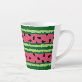 Taza De Café Latte Patrón de sandía cúpula rosa y verde