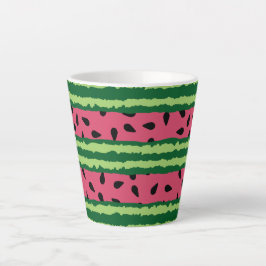 Taza De Café Latte Patrón de sandía cúpula rosa y verde
