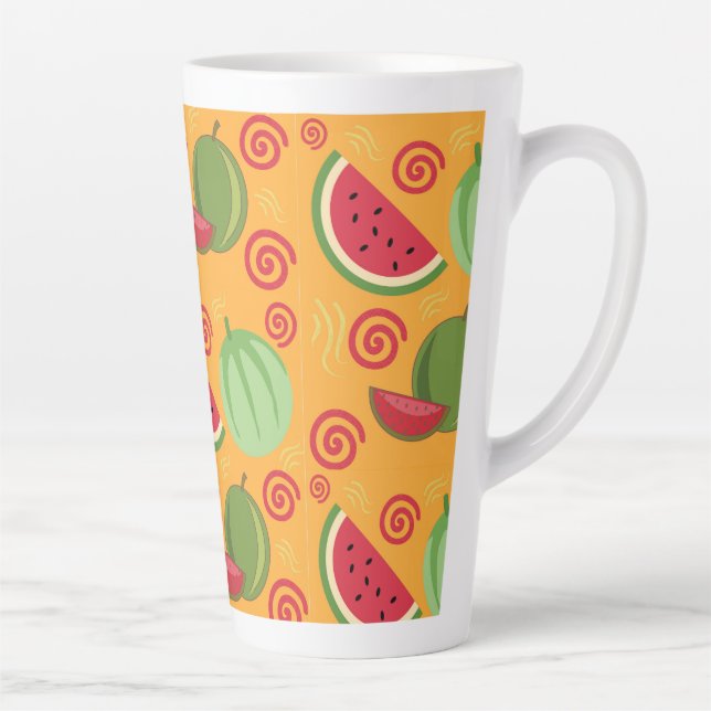 Taza De Café Latte Patrón de sandía feliz (Derecha)