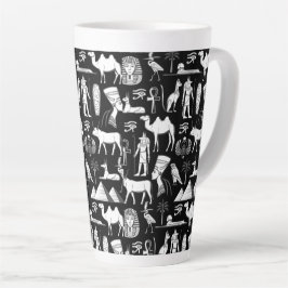 Taza De Café Latte Patrón de símbolos jeroglíficos del antiguo Egipto