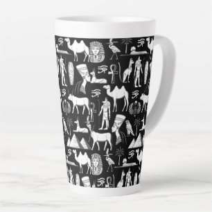 Taza De Café Latte Patrón de símbolos jeroglíficos del antiguo Egipto