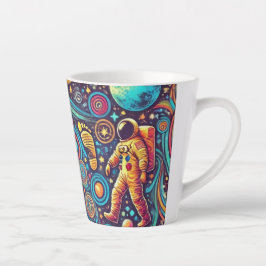 Taza De Café Latte Patrón de Spacewalk Astronauta colorido