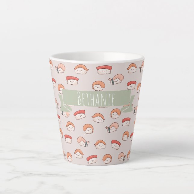 Taza De Café Latte Patrón de sushi nigiri sin soldadura (Anverso)