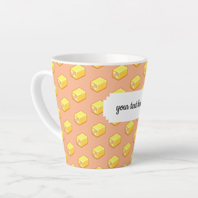 Taza De Café Latte Patrón de tarta de Battenberg rosa y amarillo de a (Ángulo izquierdo)