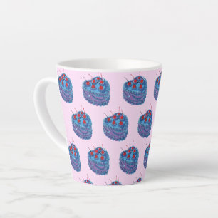 Taza De Café Latte Patrón de tarta de corazón púrpura