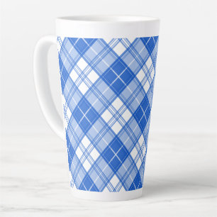 Taza De Café Latte Patrón de Tartán Blanco Marrón yxm0uat9
