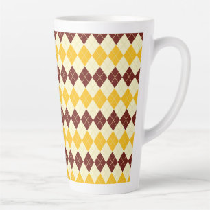 Taza De Café Latte Patrón de Tartán Escocés Marrón - Amarillo