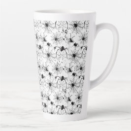 Taza De Café Latte Patrón de telaraña de Halloween 