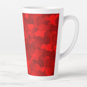 Taza De Café Latte Patrón de textura de corazones de amor rojo románt