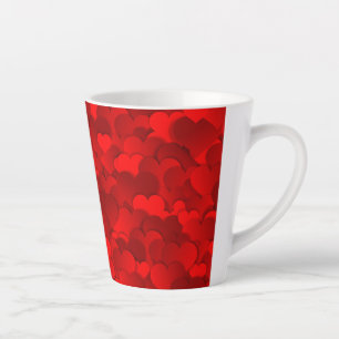 Taza De Café Latte Patrón de textura de corazones de amor rojo románt