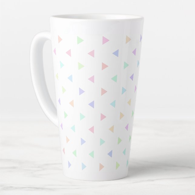 Taza De Café Latte Patrón de triángulos pasteles Multicolor (Ángulo izquierdo)