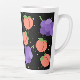 Taza De Café Latte patrón de uvas y melocotones