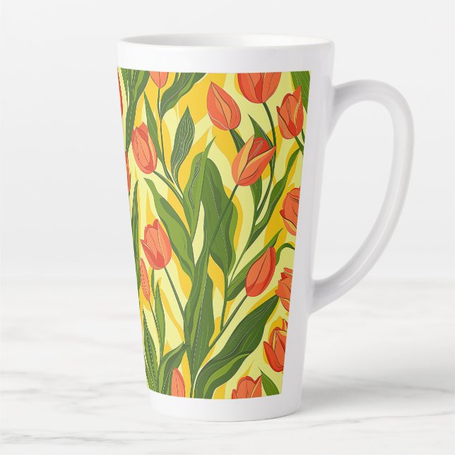 Taza De Café Latte Patrón de verano del jardín floral de la naturalez (Derecha)