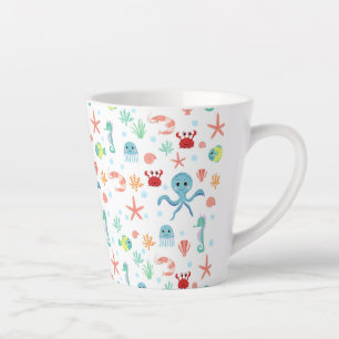 Taza De Café Latte Patrón del mundo marino