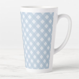 Taza De Café Latte Patrón diagonal elegante, azul y blanco