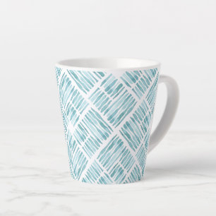 Taza De Café Latte Patrón diagonal rayado azul moderno de color de ag