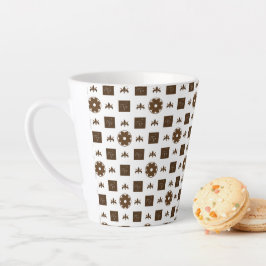 Taza De Café Latte Patrón elegante de cuadros blancos y marrones